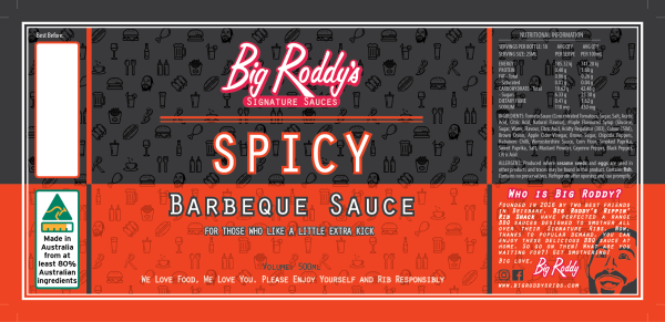 Big Roddys Sauce Spicy Label